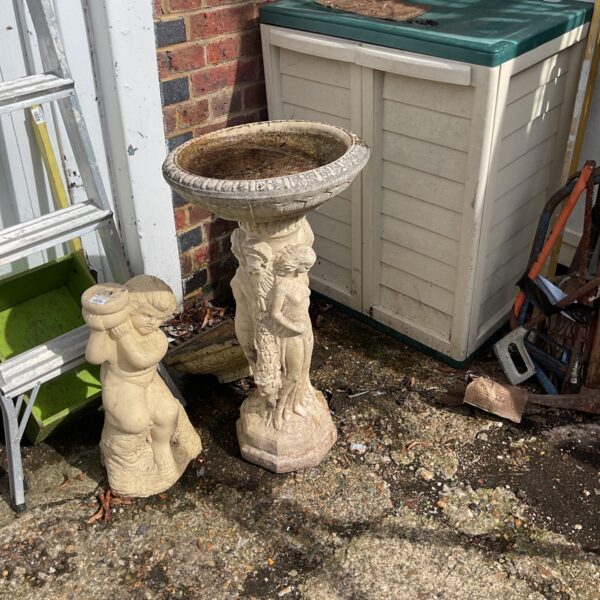 Stone effect garden bird bath