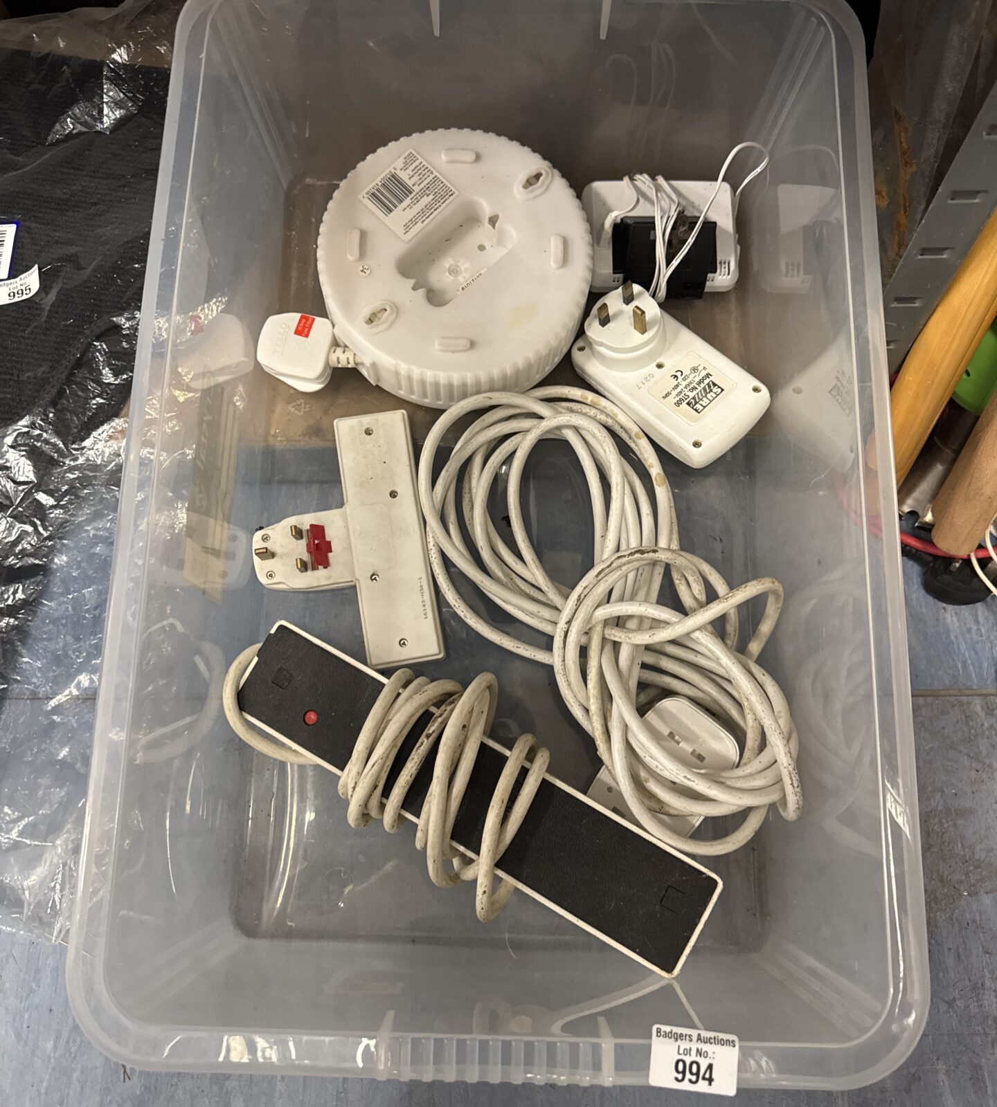 Box of extension leads, a timer & smart meter