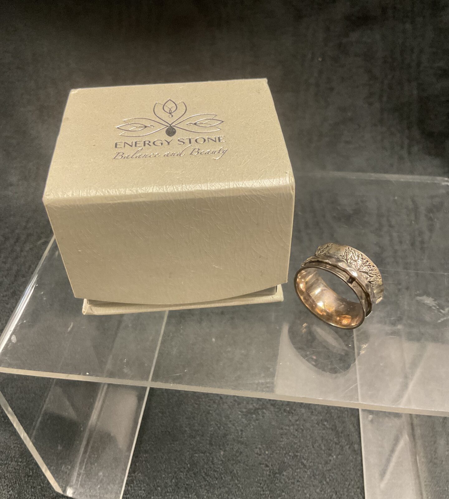 Energy Stone Fortitude 925 Silver Ring With Single Spinner Size S