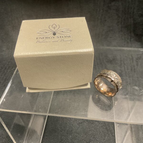Energy Stone Fortitude 925 Silver Ring With Single Spinner Size S