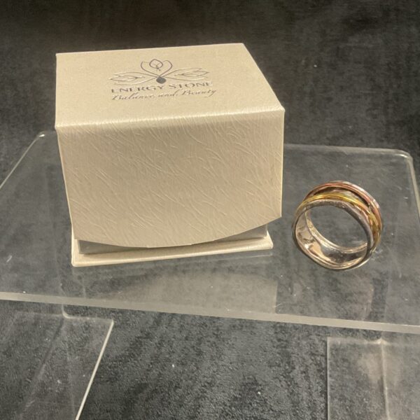 Energy Stone Breeze 925 Silver Ring With Two Spinners Size V