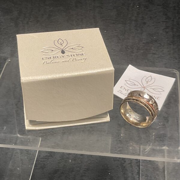 Energy Stone  Double Tree With spinners 925 Silver Ring Size X
