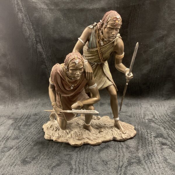 cold cast bronzed Resin African maasai Masako (moment of truth) figures statue