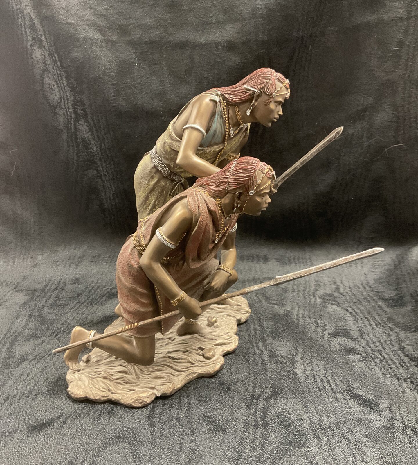 cold cast bronzed Resin African maasai Masako (moment of truth) figures statue - Image 2