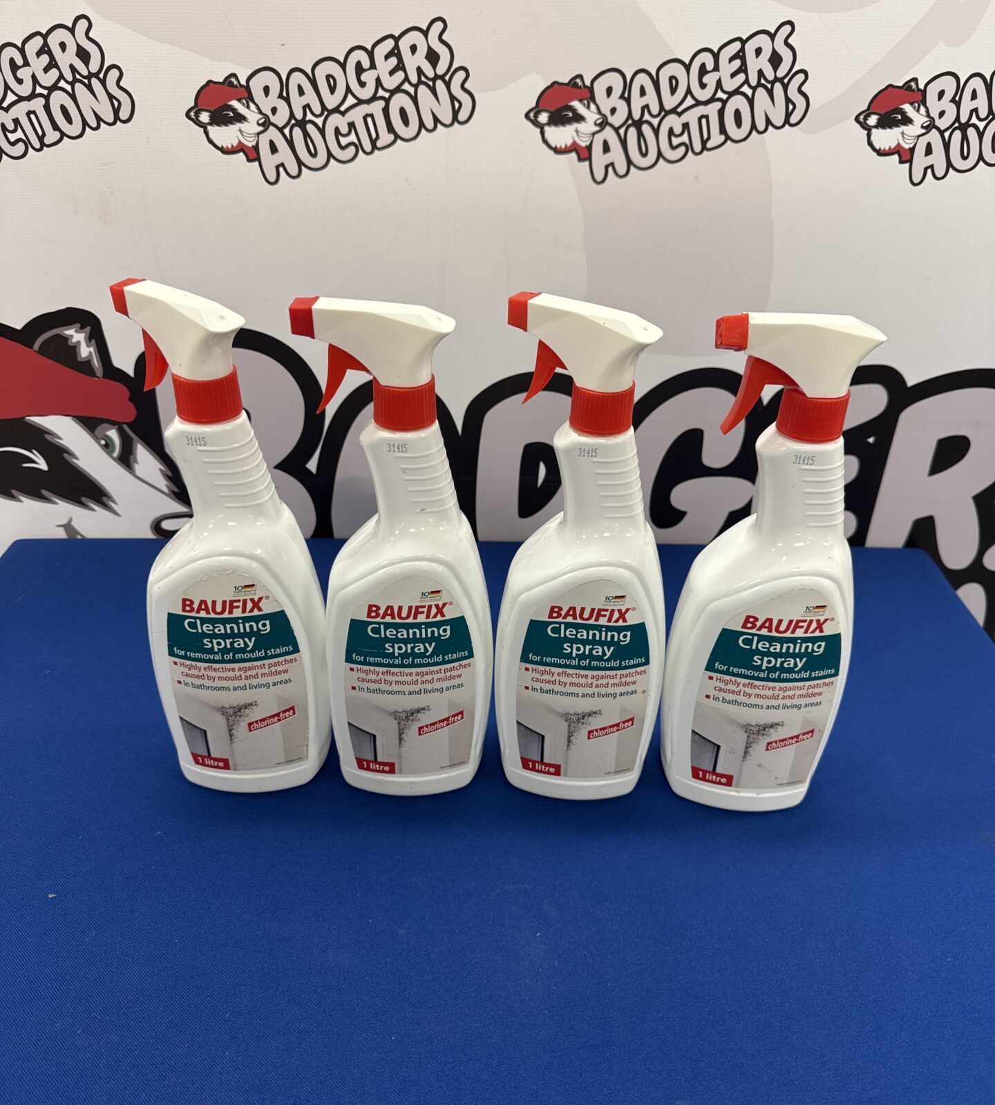 Four bottles of baufix cleaning spray