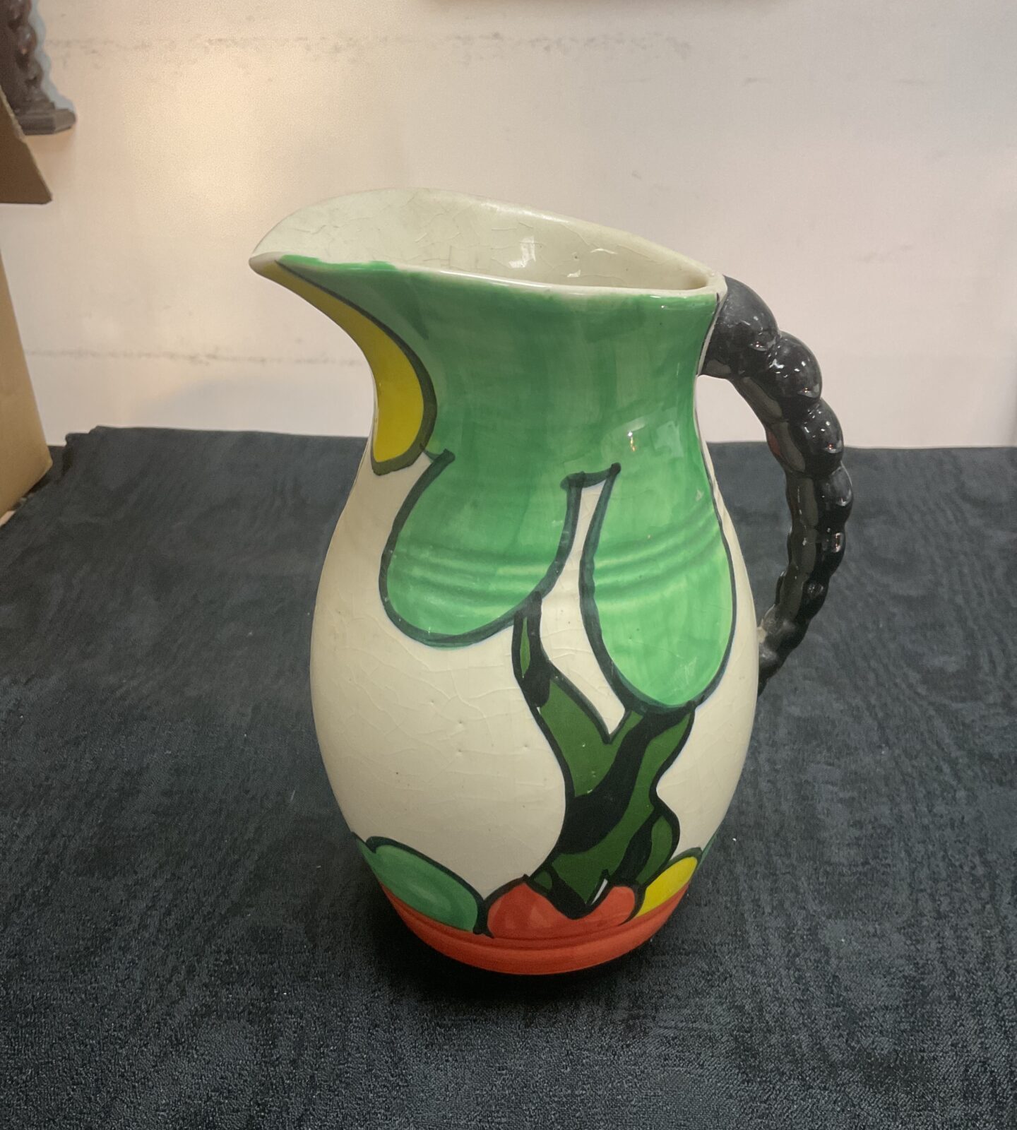 vintage crown devon  tiger trees hand painted 8" jug by dorothy Ann 1930s