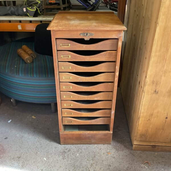 Vintage oak Tambour filing cabinet