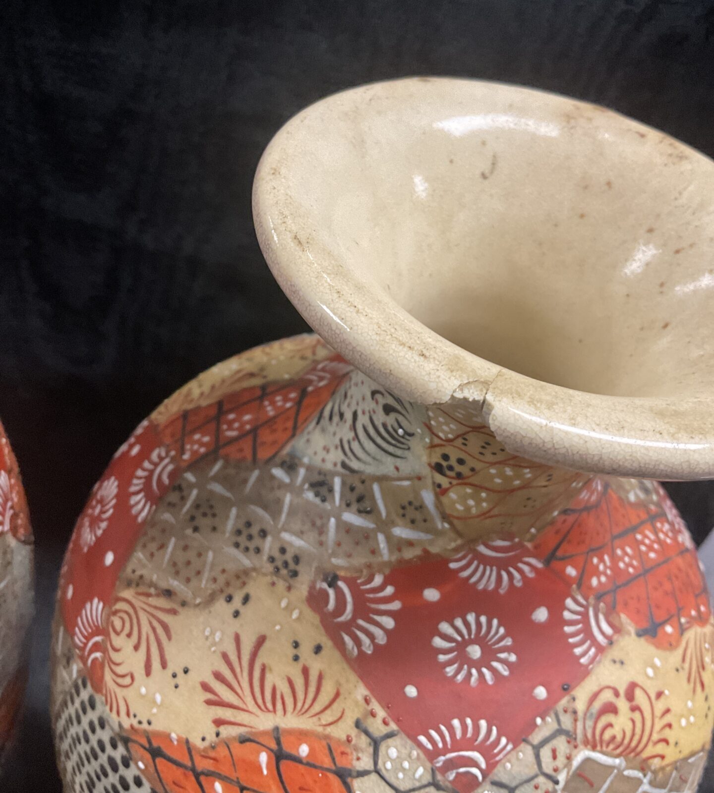 Pair of Circa 1900 Meiji Japanese Hand Decorated Stsuma Vases 14.5” High - Image 3