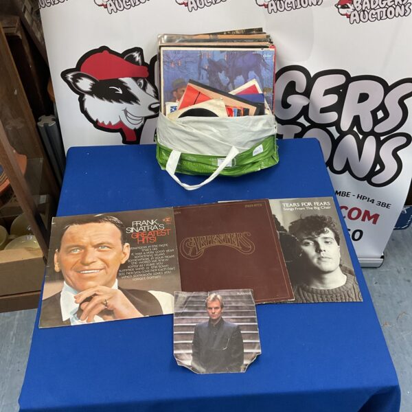 Mixed vinyl record lot featuring a Frank Sinatra LP.