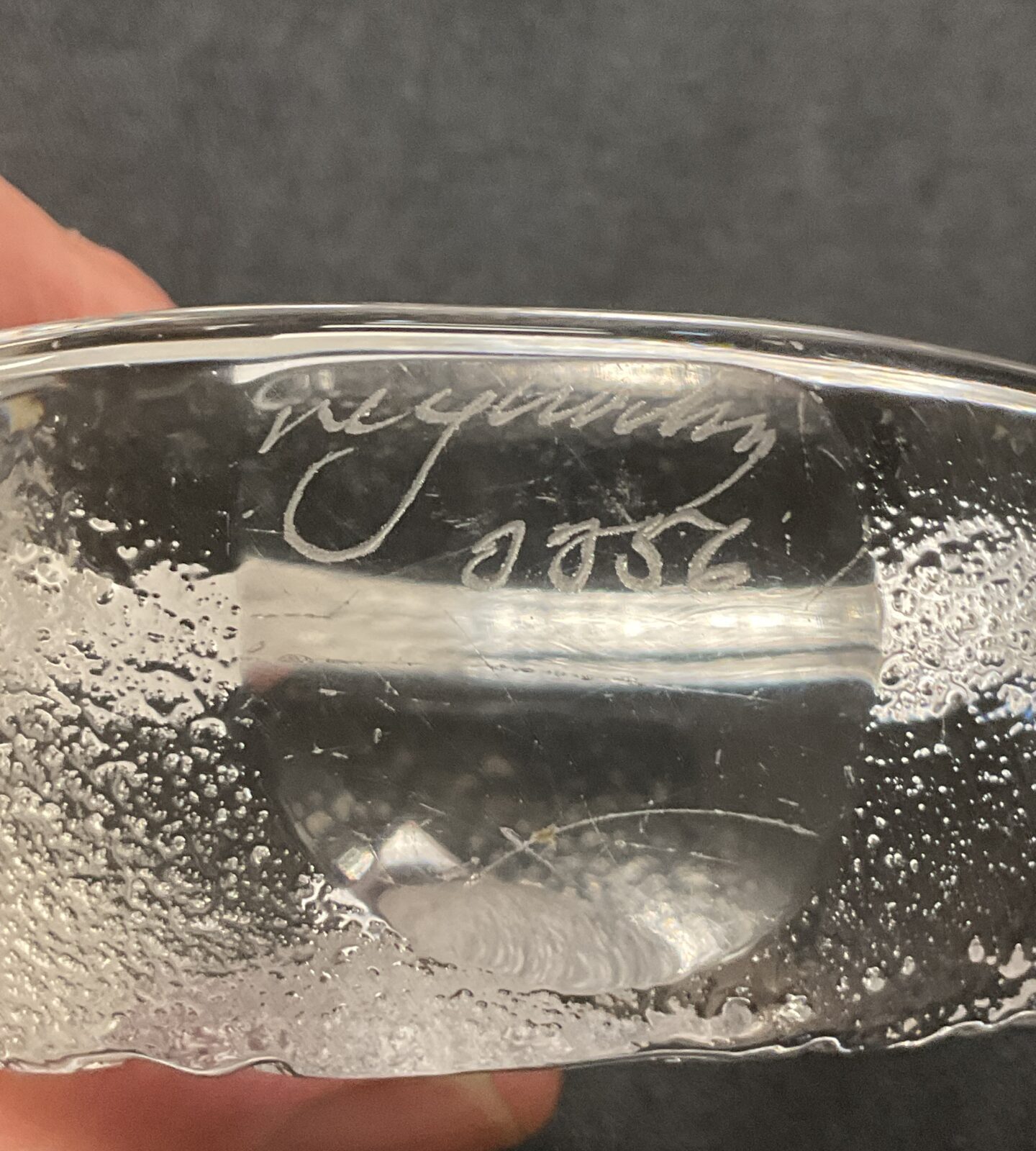 Mat Jonasson Sweden etched lead crystal paperweight signed and numbered blue tits scarce - Image 2