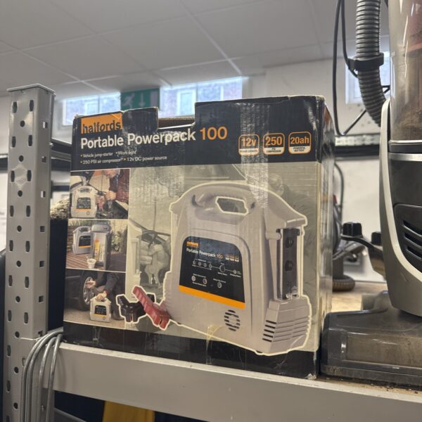 Halford Power Pack 100 portable jump starter for car batteries.