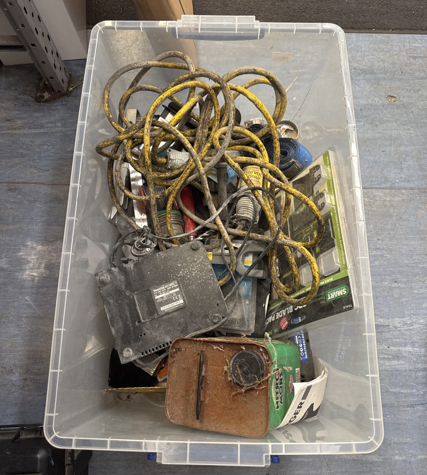 Large box of mixed items inc rolls of solder & others