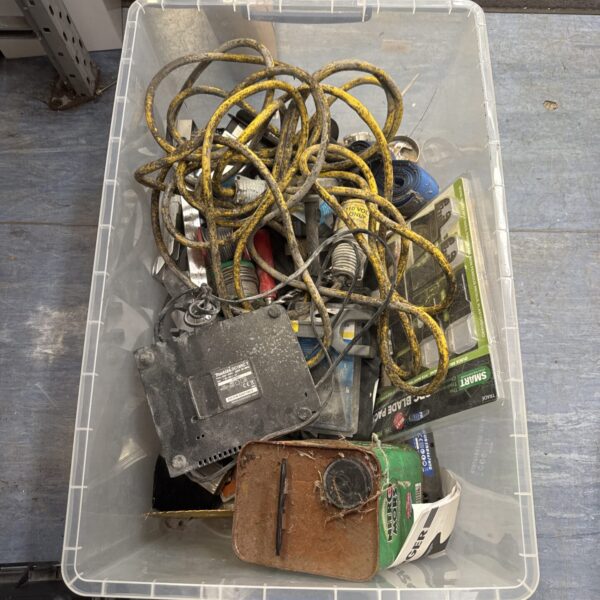 Large box of mixed items inc rolls of solder & others