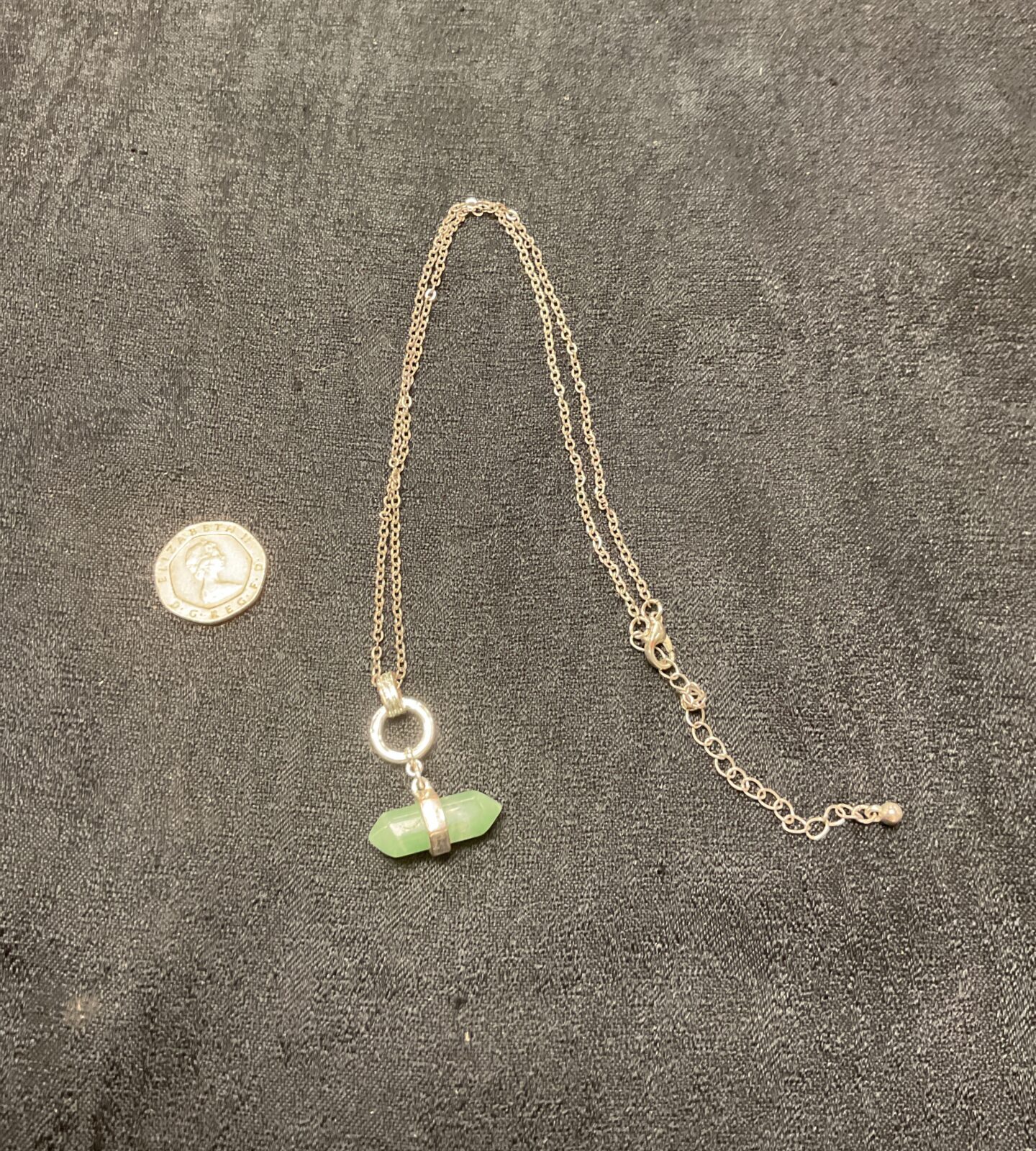 Vintage Jade obelisk pendant 16” necklace