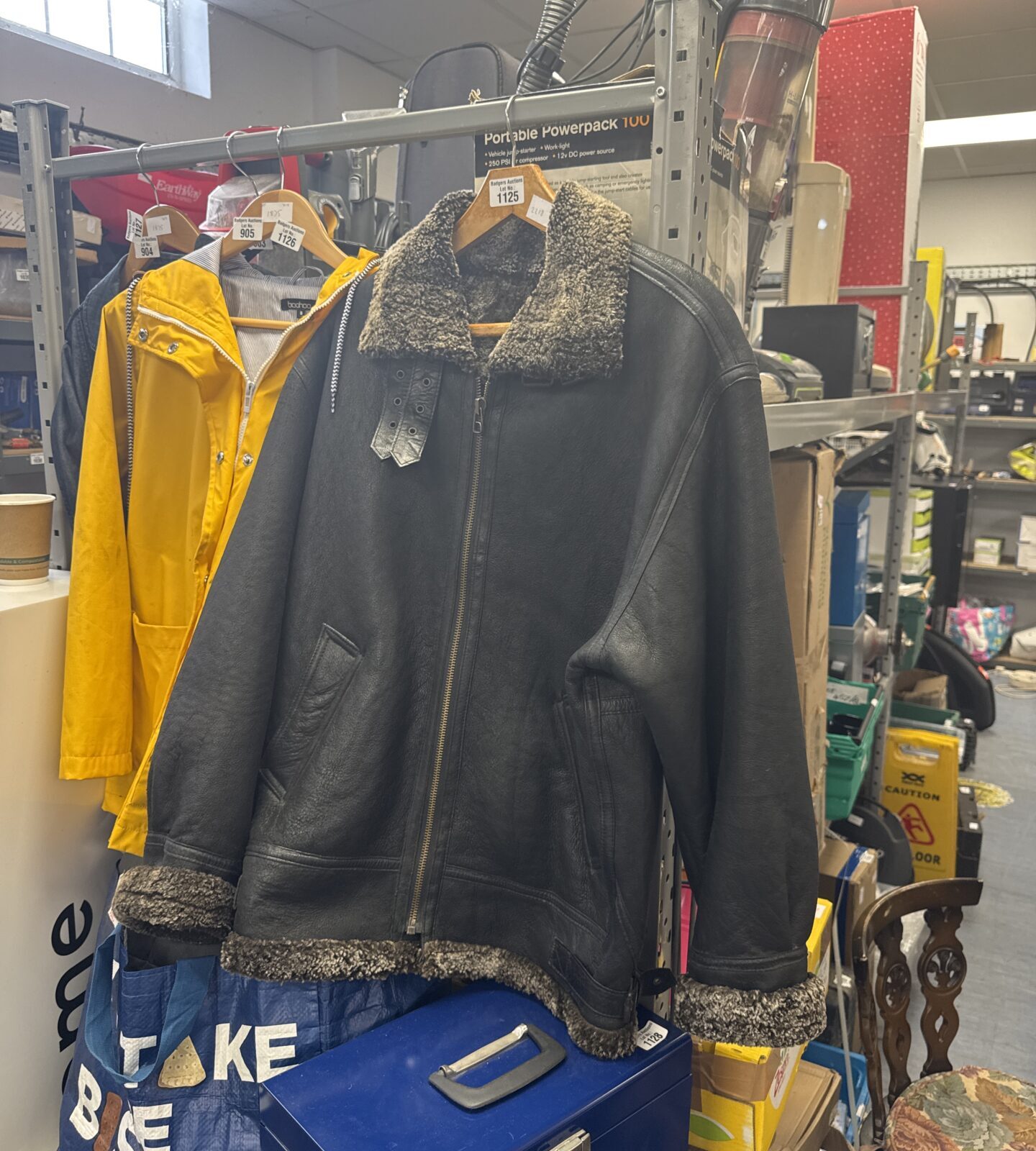 genuine leather sheep wool lined pilots jacket size L