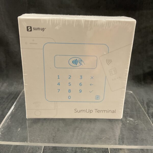 Sealed Sum Up terminal for mobile payments and card processing.