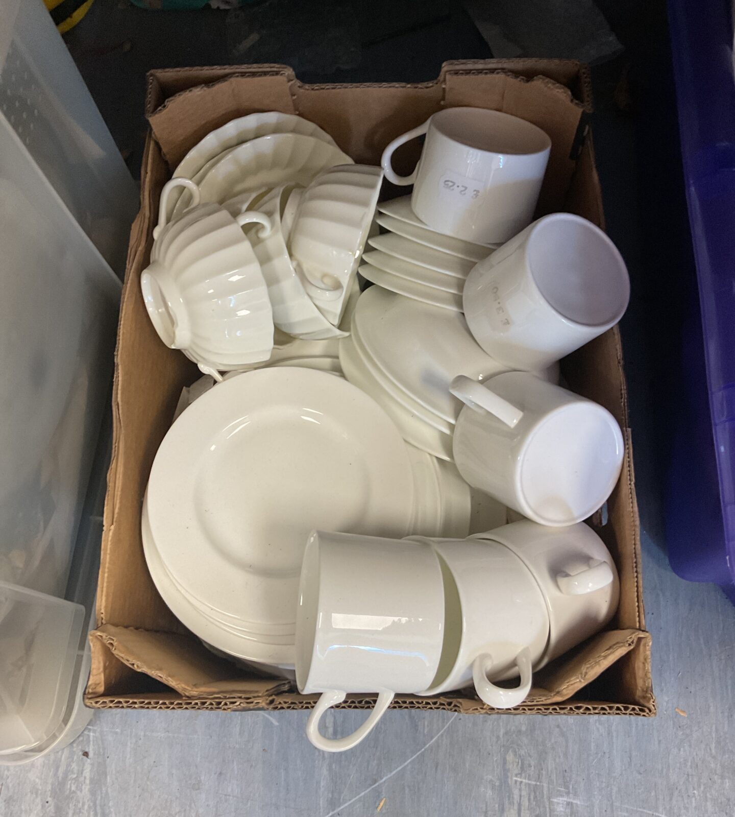 box of white bone China dinner service
