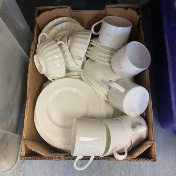 box of white bone China dinner service