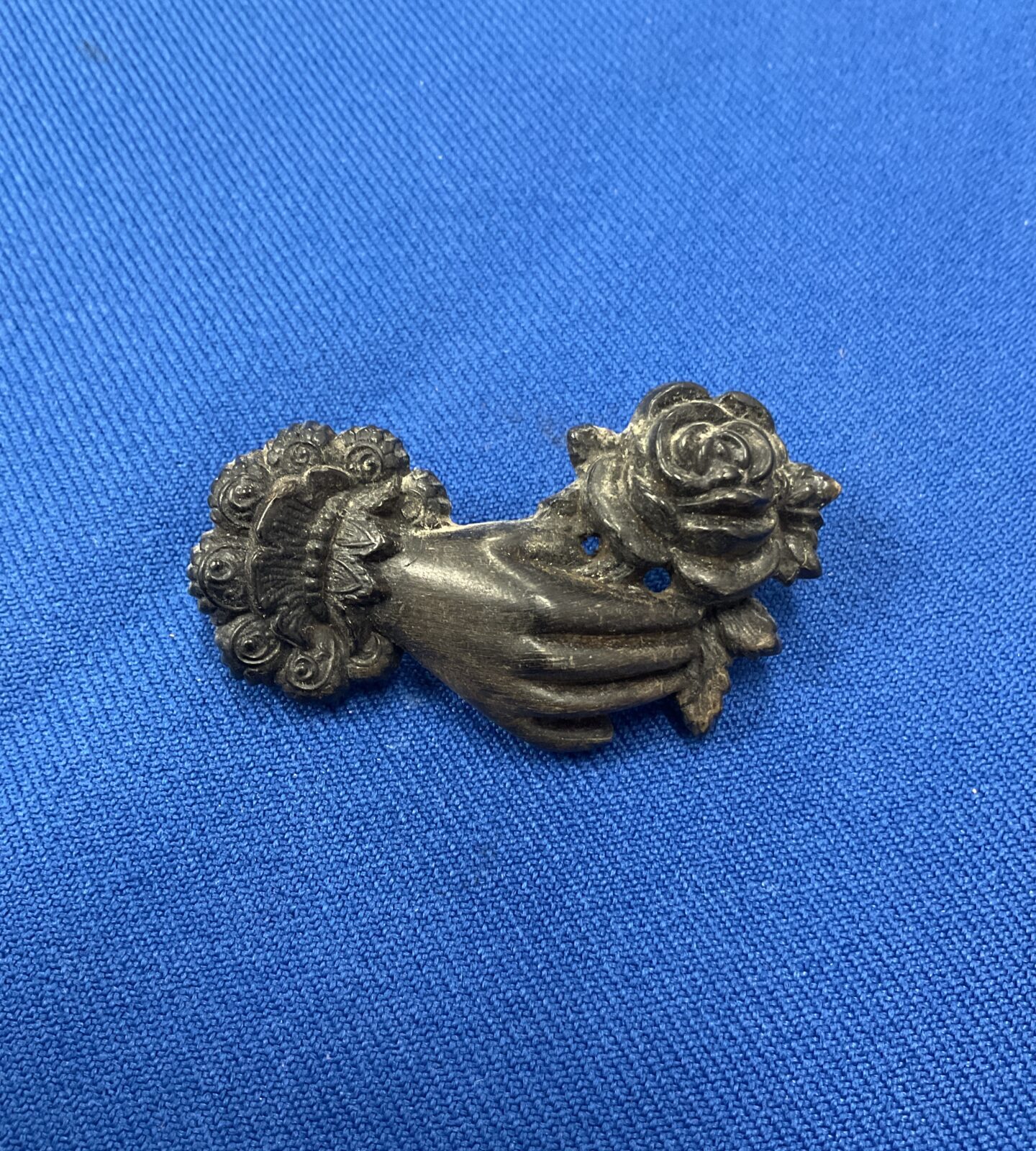 Victorian repousse rose brooch