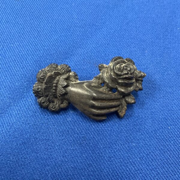 Victorian repousse rose brooch
