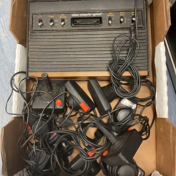 Vintage Atari video computer system console with packaging.