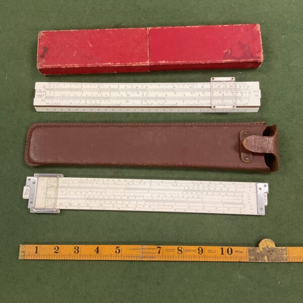 Two vintage Slide rules British made wood rule and Diwa Denmark duplex rule