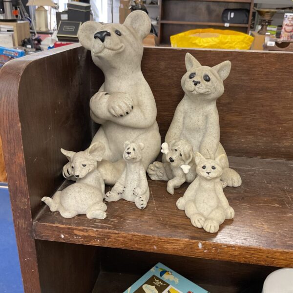 Close-up of the quarry critter figurines collection.