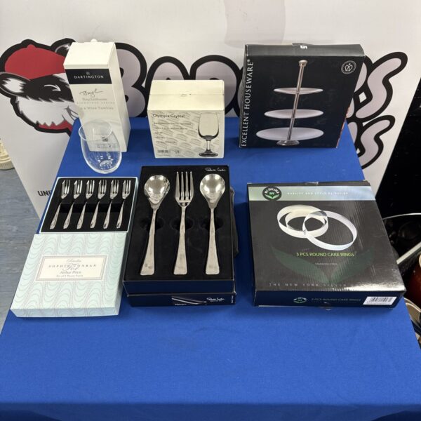 Selection of new items inc dartington tumblers, Robert welch salad spoons & more