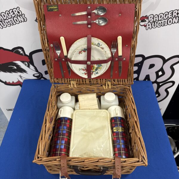 Vintage brexton/thermos wicker picnic basket set