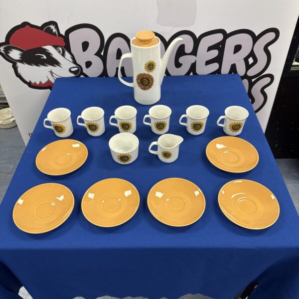Vintage J&G Meakin studio coffee service set with cups and saucers.