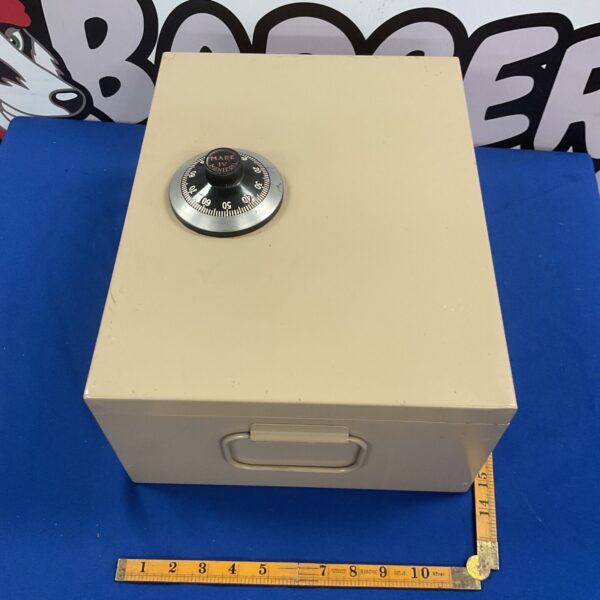 Front view of a vintage Mark IV manifold safe box.