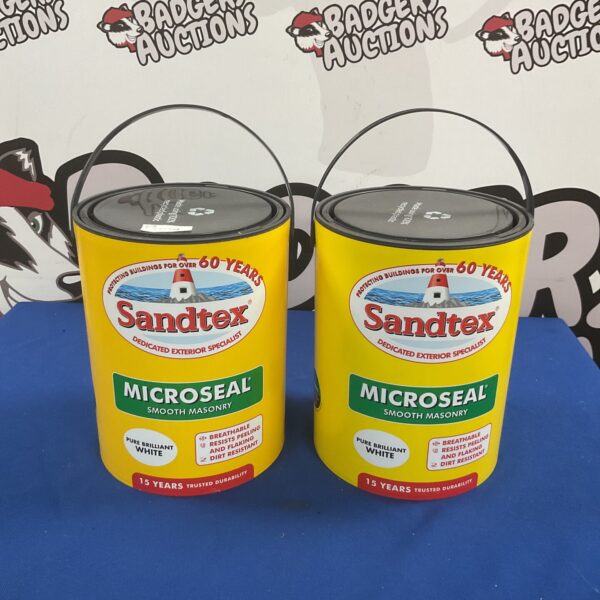 Two new tins sanded microseal masonry paint brilliant white