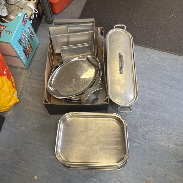 Selection of catering equipment inc fish kettle, trays & others