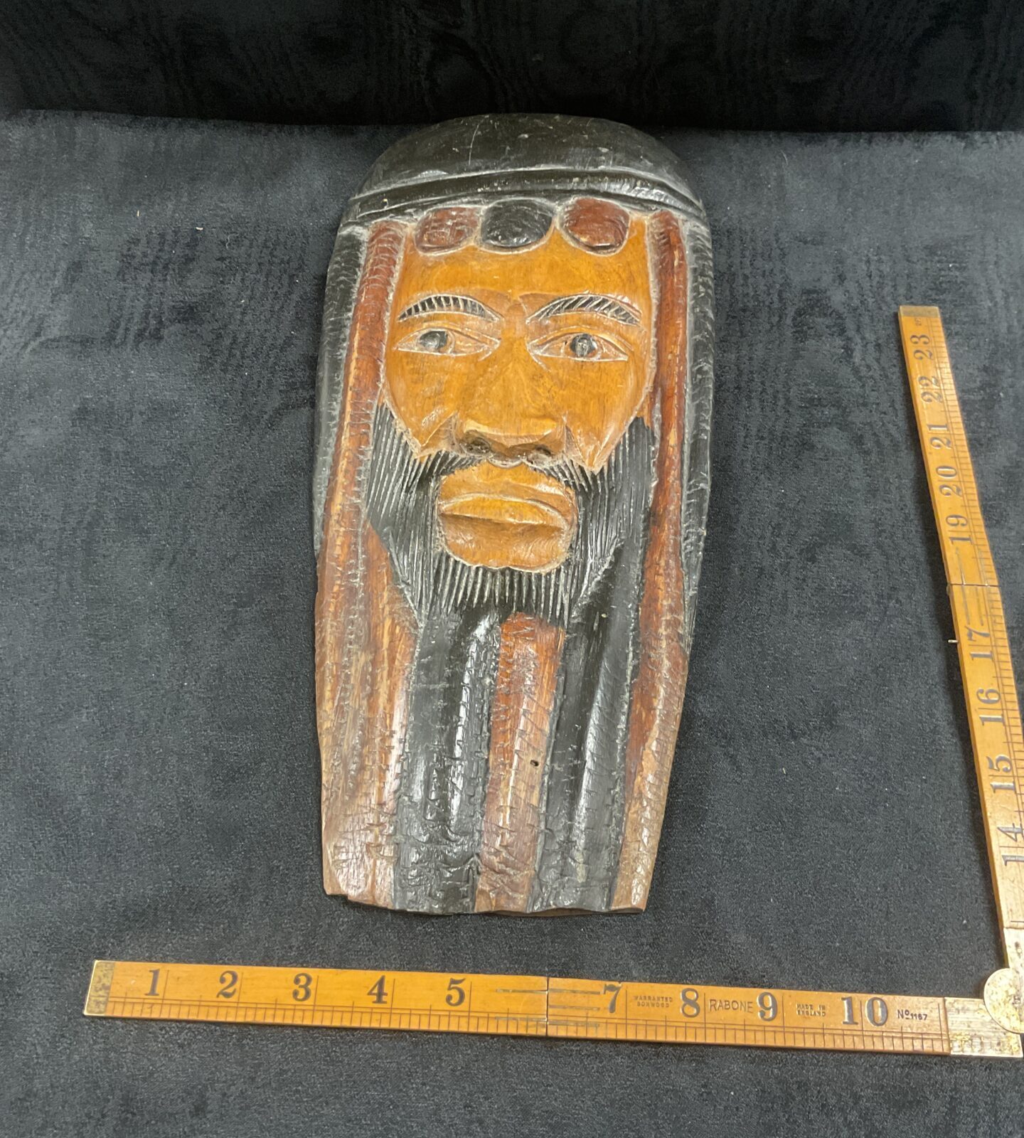 West Indian Carved Wood Head Wall plaque