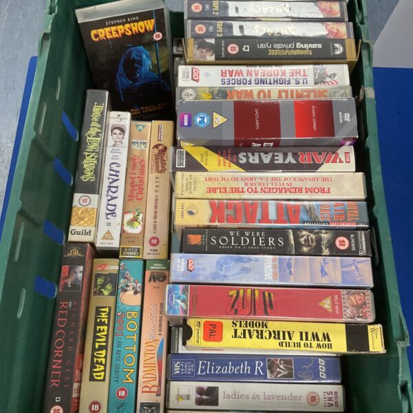 Tray of Mixed VHS Cassettes Inc Military And Horror