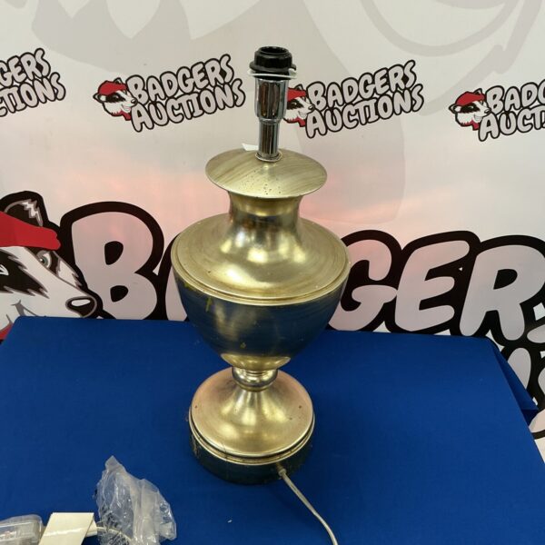 Vintage brass Lizzie Aunt table lamp with tiered base.