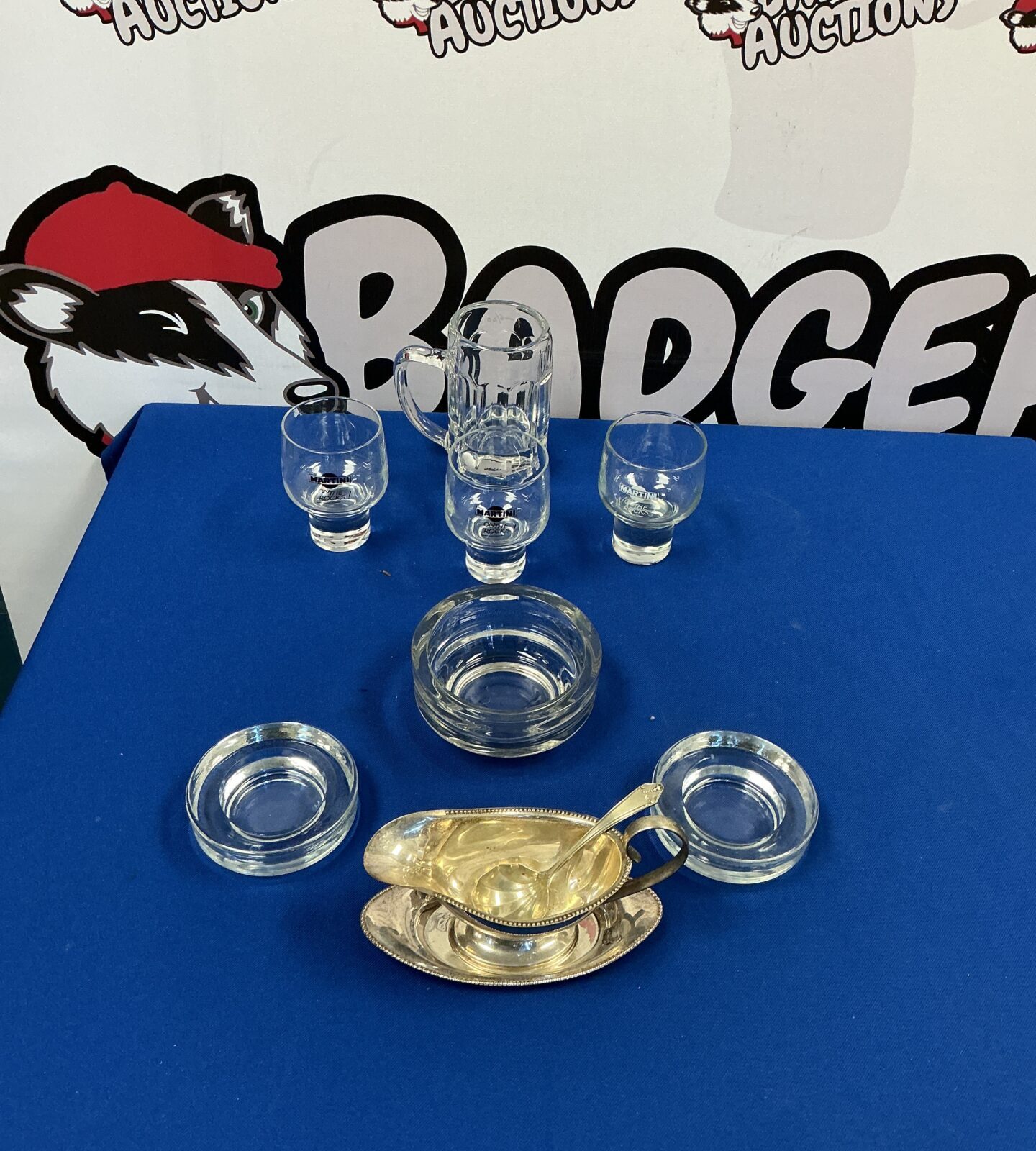 Vintage martini glasses and ashtrays set for classic cocktails.