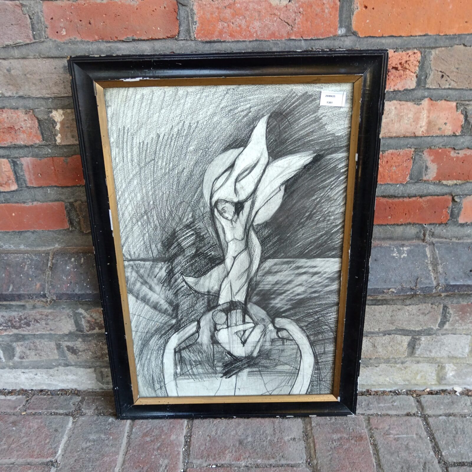 Early 20th-century symbolic surrealist pastel portrait of a woman.