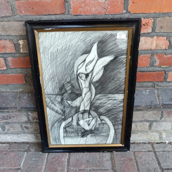 Early 20th-century symbolic surrealist pastel portrait of a woman.