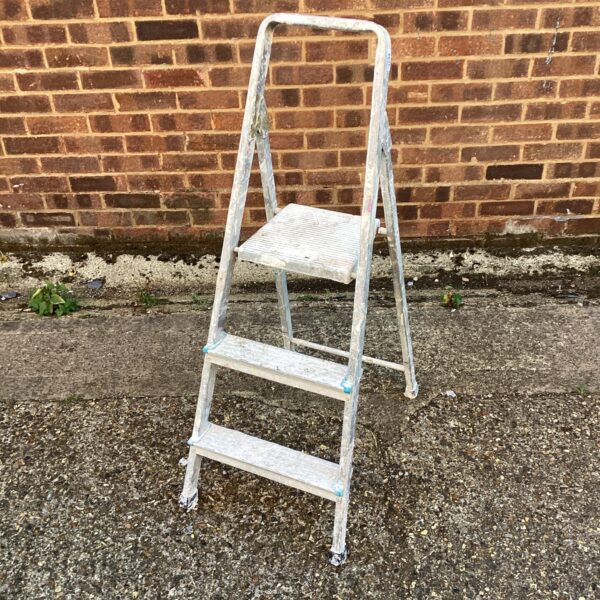 Vintage three-step aluminium ladder for home and garden use.