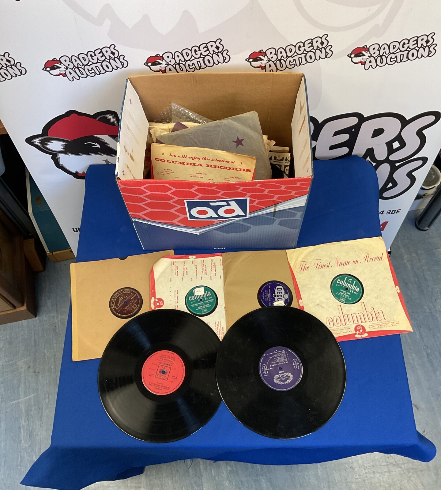 Vintage gramophone records in original sleeve, 1950s-60s vinyl collection.