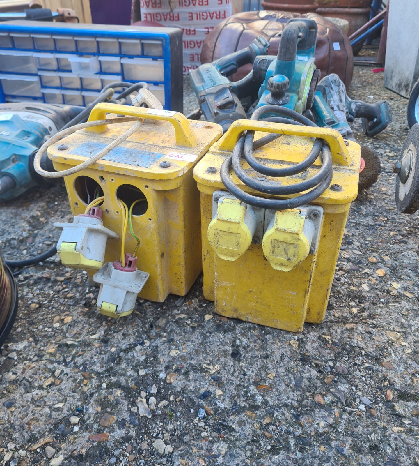 Industrial 110v transformer block with multiple outlets.