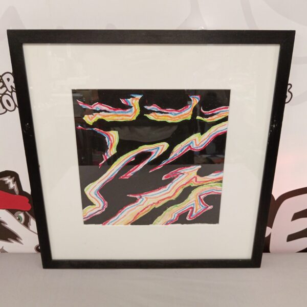 Signed John Barnicoat abstract watercolour painting with vibrant colours.