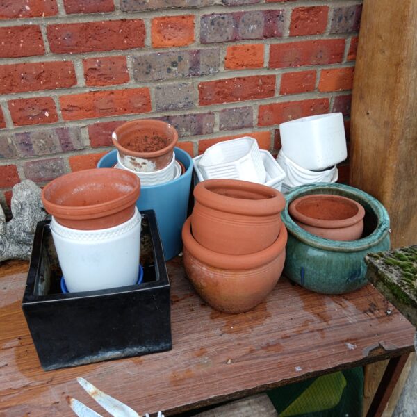 Lot of garden plant pots