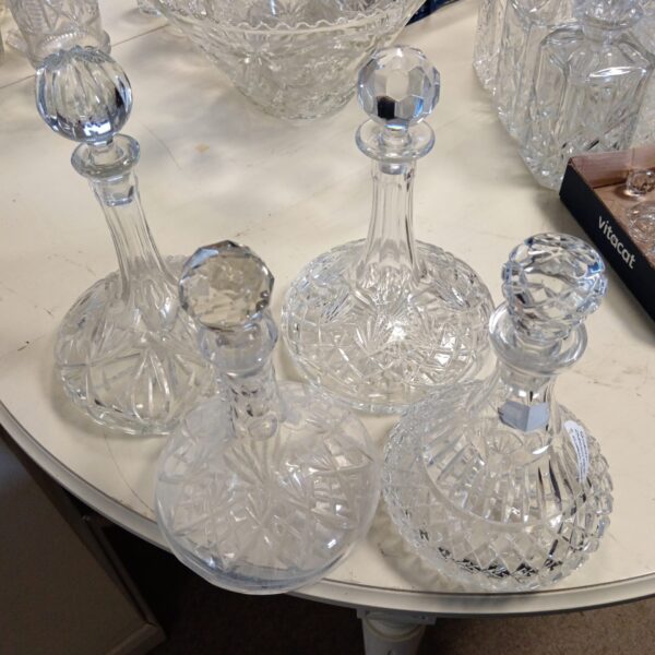 Four crystal ships decanters