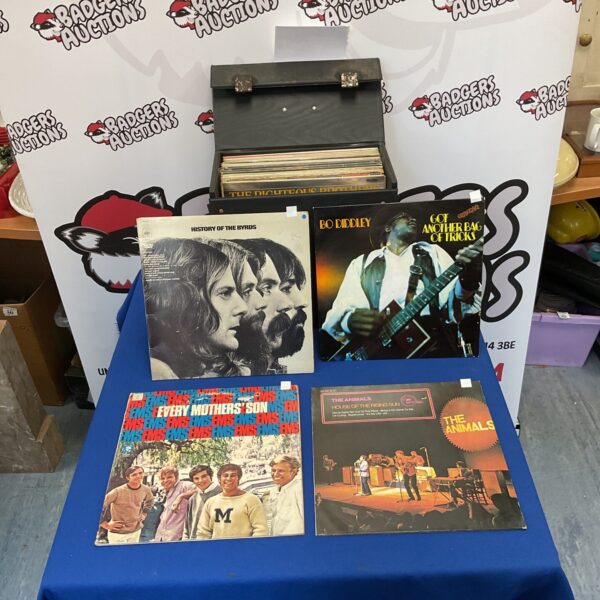 Lot of vintage 1960s vinyl records for collectors.