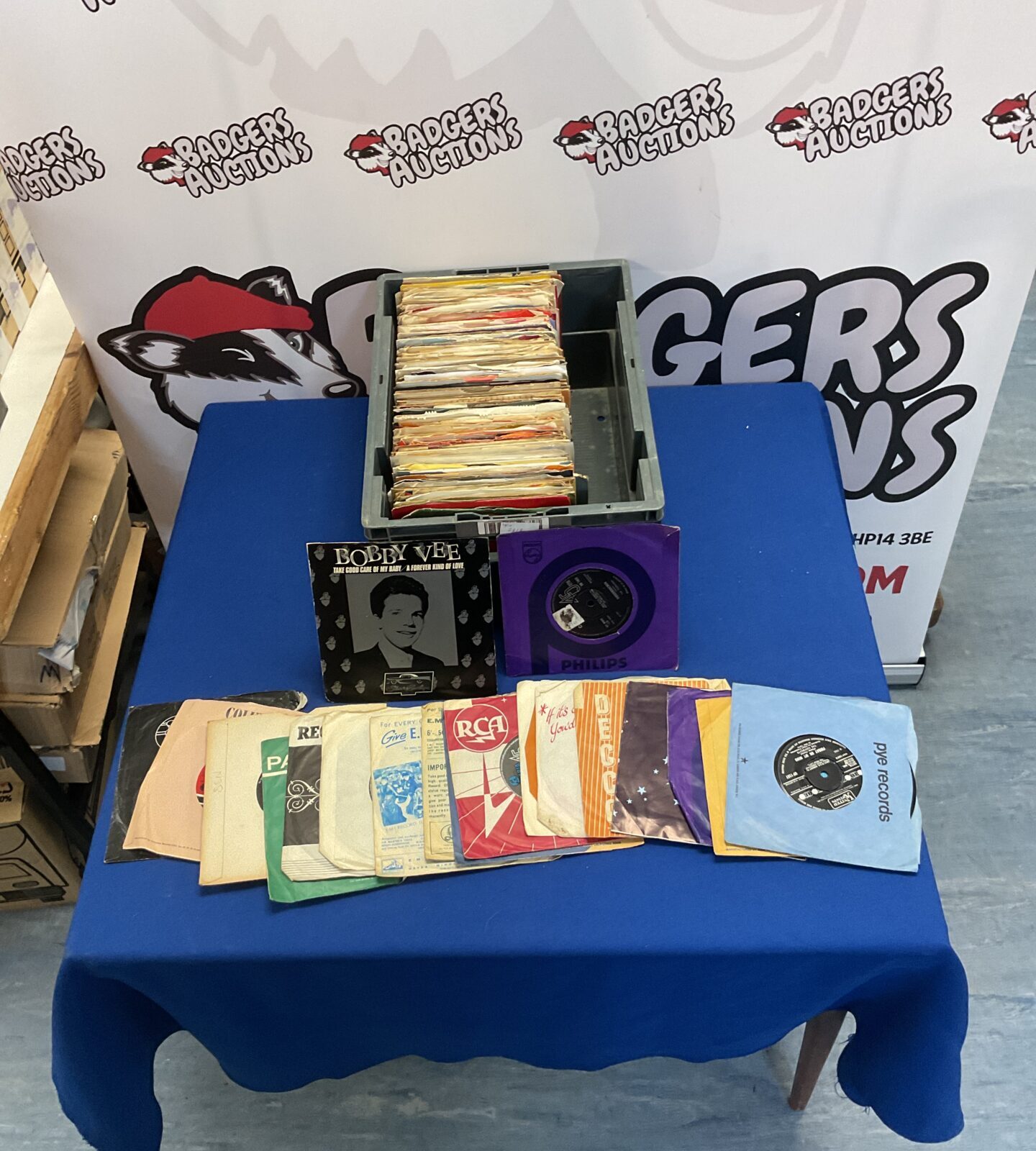 Vintage 1960s vinyl singles collection, a nostalgic music lot.