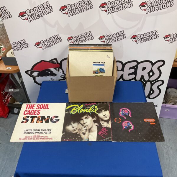 Lot of vintage 1980s LP records for collectors.