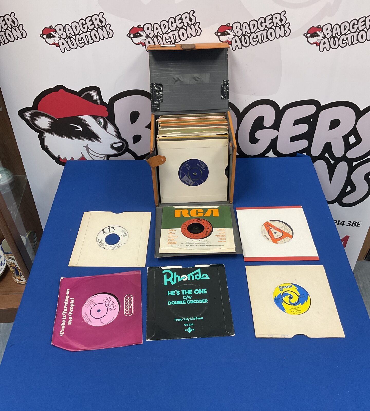 Vintage 7 inch vinyl singles collection from the 1970s and 1980s.