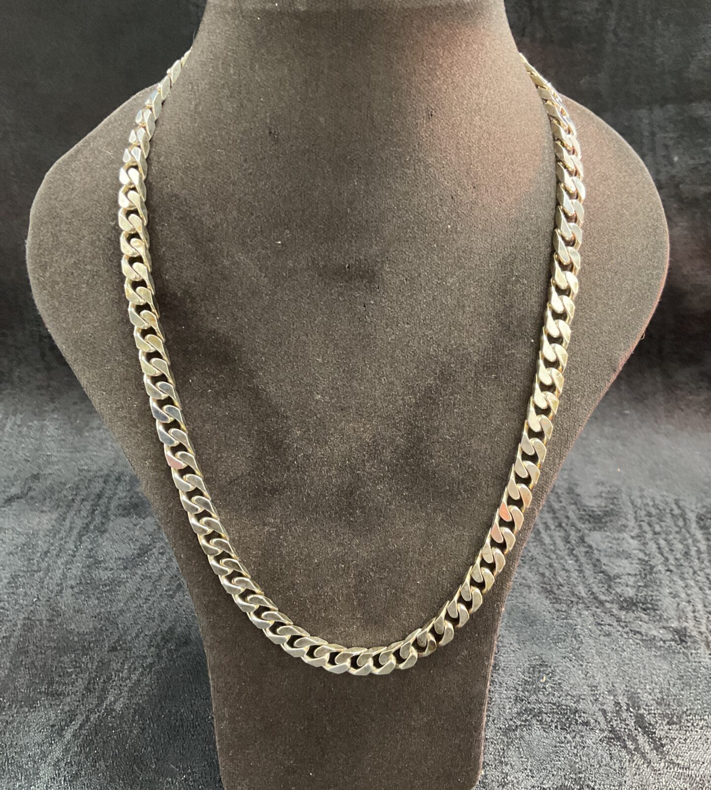 Heavy 925 silver curb chain necklace, polished and substantial.